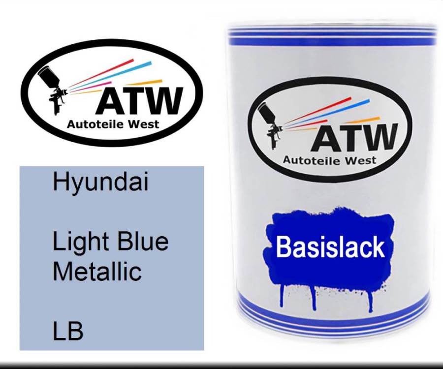 Hyundai, Light Blue Metallic, LB: 500ml Lackdose, von ATW Autoteile West.